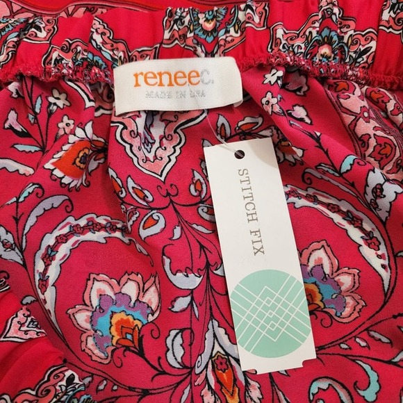 NWT Renee C. Vause Off the Shoulder Paisley print short sleeve shirt sz small - Picture 6 of 12